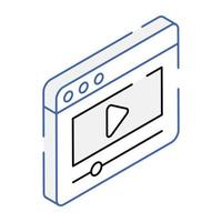 Easy to use isometric icon of video player vector