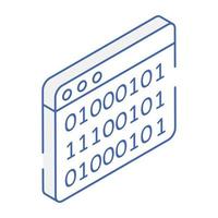 Binary coding icon in isometric style vector