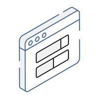 A handy isometric icon of website layout vector