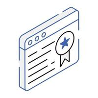 Trendy isometric icon of website quality vector