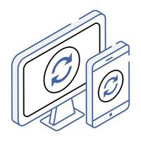 Get this isometric icon of responsive sync vector