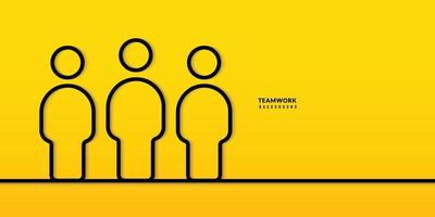 Team work business concept minimal line design on yellow backgroud. Analysis and planning, project management vector illustration