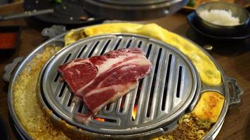 grilled pork and beef meat in Korean style or Korean BBQ video