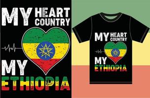 mi corazón, mi país, mi etiopía. diseño vectorial de tipografía vector