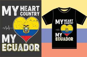 mi corazón, mi país, mi ecuador. diseño vectorial de tipografía vector