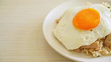 gebakken rijst met varkensvlees en gebakken ei in Japanse stijl - Aziatische voedselstijl