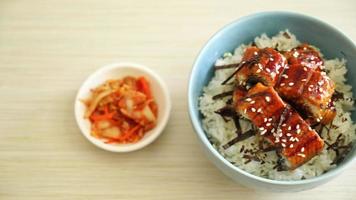 bol de riz à l'anguille ou bol de riz unagi - style de cuisine japonaise video