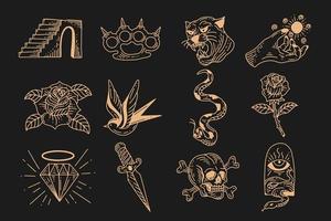 conjunto colección místico celestial clipart símbolo espacio garabato esotérico elementos mágicos ilustración vintage vector