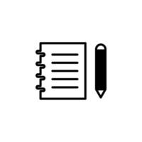 notas, bloc de notas, cuaderno, memo, diario, plantilla de logotipo de ilustración de vector de icono de línea sólida de papel. adecuado para muchos propósitos.