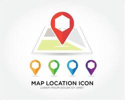 diseño de logotipo de icono de ubicación de mapa simple vector plano moderno