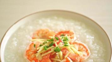 Congee with shrimps and fresh ginger video