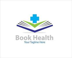 diseños de logotipos de salud de libros cruzados vector