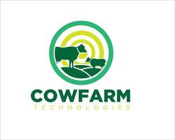 cow farm logo designs tech ICON and symbol minimalist vector