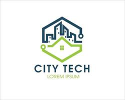 diseños de logotipos de tecnología de la ciudad vector moderno simple minimalista a icono y símbolo