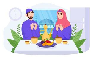Flat Iftar Party with People vector