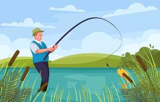 actividad pesquera en concepto de verano vector