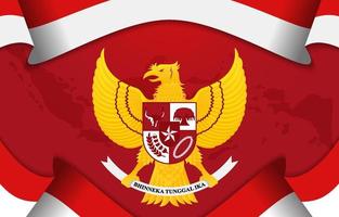hari pancasila con garuda y fondo de bandera de Indonesia vector