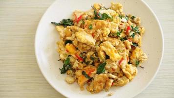 stir-fried egg with Thai basil and chilli - Asian food style