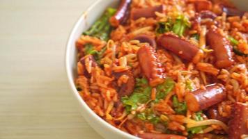 ojing-o-bokeum - geroerbakte inktvis of octopus met koreaanse pittige saus rijstkom - koreaanse voedselstijl video
