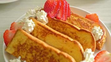 homemade french toast with fresh strawberry and whipping cream video