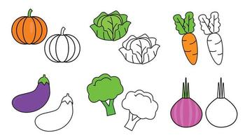 Vegetable coloring book for kids vector