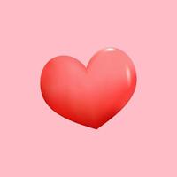 Red heart. Realistic 3d design icon heart symbol love. Vector illustration