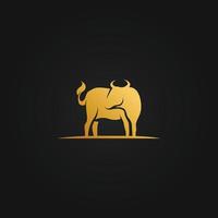 diseño de logotipo de icono de vaca angus premium de oro aislado vector