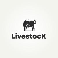 silhouette cattle angus cow livestock logo design vector