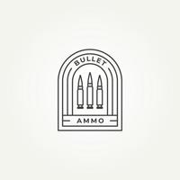 bullet ammunition simple line art badge emblem logo template vector illustration design