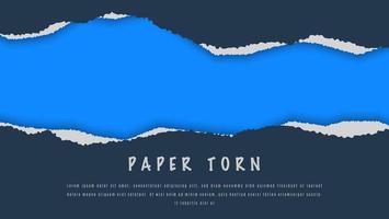 Minimal Dark Paper Ripped Frame Design In Blue Background vector