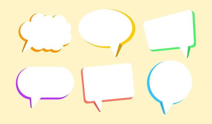 3D chat bubble. Different speech bubble vector set