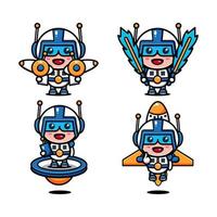 cute space forces character design themed dress and space equipment vector