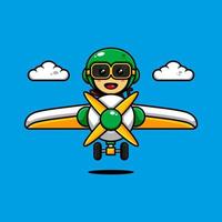 cute monkey character design themed playing a plane vector