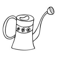 Hand drawn single doodle watering can. Vector illustration.