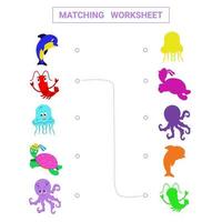 Matching worksheet. Game for kids. vector