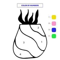 Color cute hand drawn flowerpot by numbers. Worksheet for kids. vector