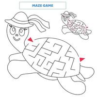 Maze game for kids with turtle. vector