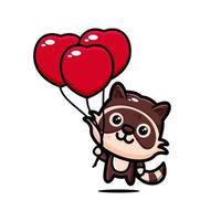 cute racoons character design themed happy vector