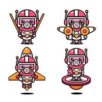 cute space forces character design themed dress and space equipment vector