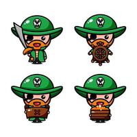 cute pirates character design themed adventure looking of treasure vector