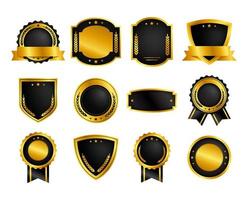 Golden badges or labels collection set, suitable for promotion product. vector