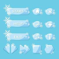 Ice buttons set. Vector GUI asset collection for game and app. UI kit asset 2D graphic content