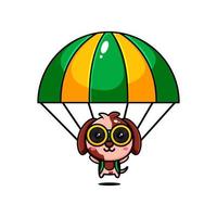 cute puppies character design themed play a parachute vector