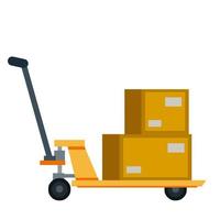 Cart with crates. Industrial shipping. Box with package. vector