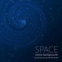 Blue space background. Glowing spiral and sparkling particles. Futuristic vector illustration. Easy to edit design template.