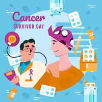 Doctor Gives Support To Cancer Survivor Concept vector