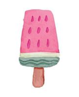 Watermelon Popsicle Illustration with Watercolor Style vector