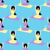 Seamless pattern with yoga. Good health and good society. vector