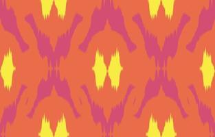 ikat étnico con motivo de color naranja. patrón impecable en estilos tribales, bordados folclóricos, mexicanos, indios, turcos, uzbekos y peruanos. estampado de adornos de arte geométrico azteca.diseño texturizado para alfombras, telas. vector