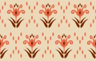 hermoso motivo étnico ikat naranja floral. patrón uzbeko sin costuras en estilo tribal, bordado popular italiano, indio, pavo. estampado de adornos de arte geométrico peruano. diseño texturizado para moqueta, tela. vector